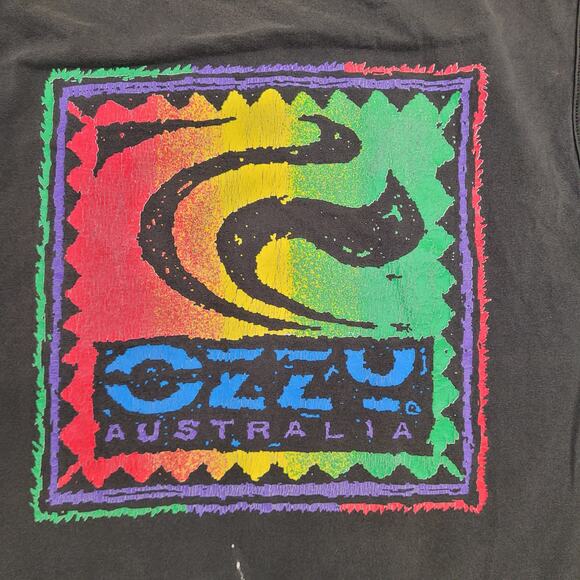 Vintage 90s OZZY Australia Surf Shirt M/L 21x27 Faded Black - Picture 10 of 12